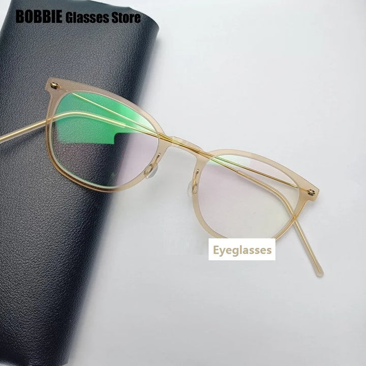 Bobbie Unisex Full Rim Square Acetate Titanium Eyeglasses 596609