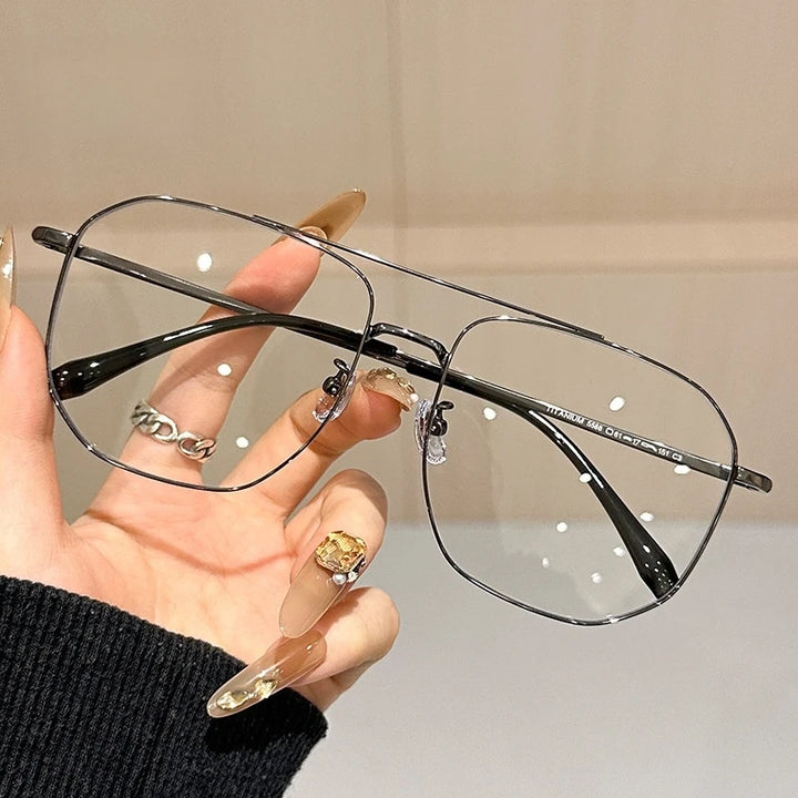 Yimaruili Men's Full Rim Oval Double Bridge Titanium Eyeglasses 55881