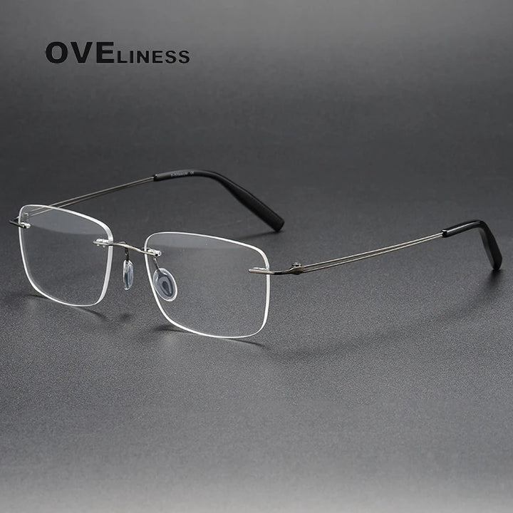 Oveliness Unisex Rimless Square Titanium Eyeglasses O80859 Rimless Oveliness gun  