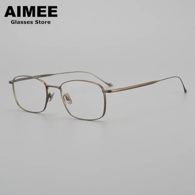 Aimee Unisex Full Rim Square Titanium Eyeglasses Full Rim Aimee Bronze  