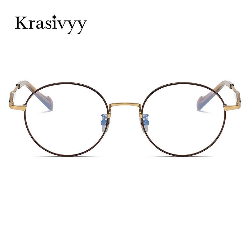 Krasivyy Unisex Full Rim Round Titanium Acetate Eyeglasses 46058