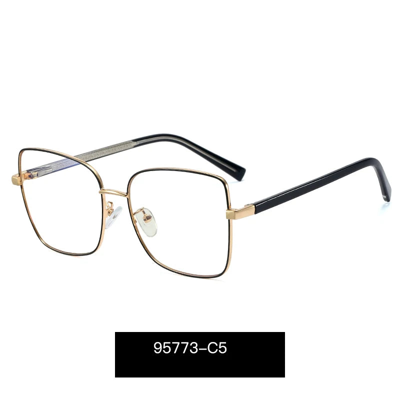 Handoer Women's Full Rim Square Alloy Spring Hinge Eyeglasses 95773