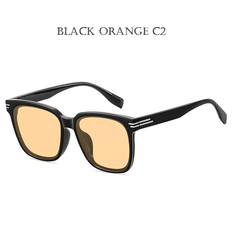 Zirosat Unisex Full Rim Square Alloy Acetate Sunglasses LY2229 Sunglasses Zirosat black orange C2  