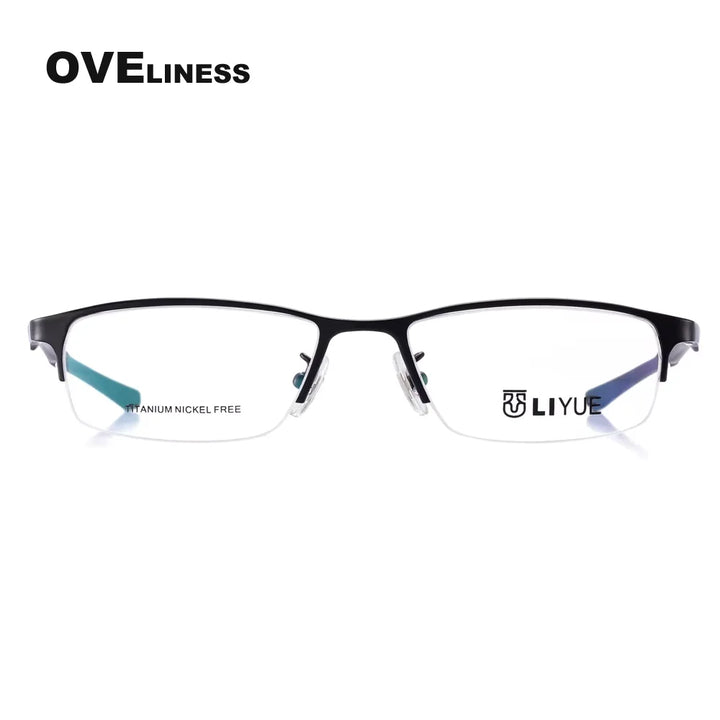 Oveliness Women's Semi Rim Oval Rectangle Titanium Eyeglasses 29527