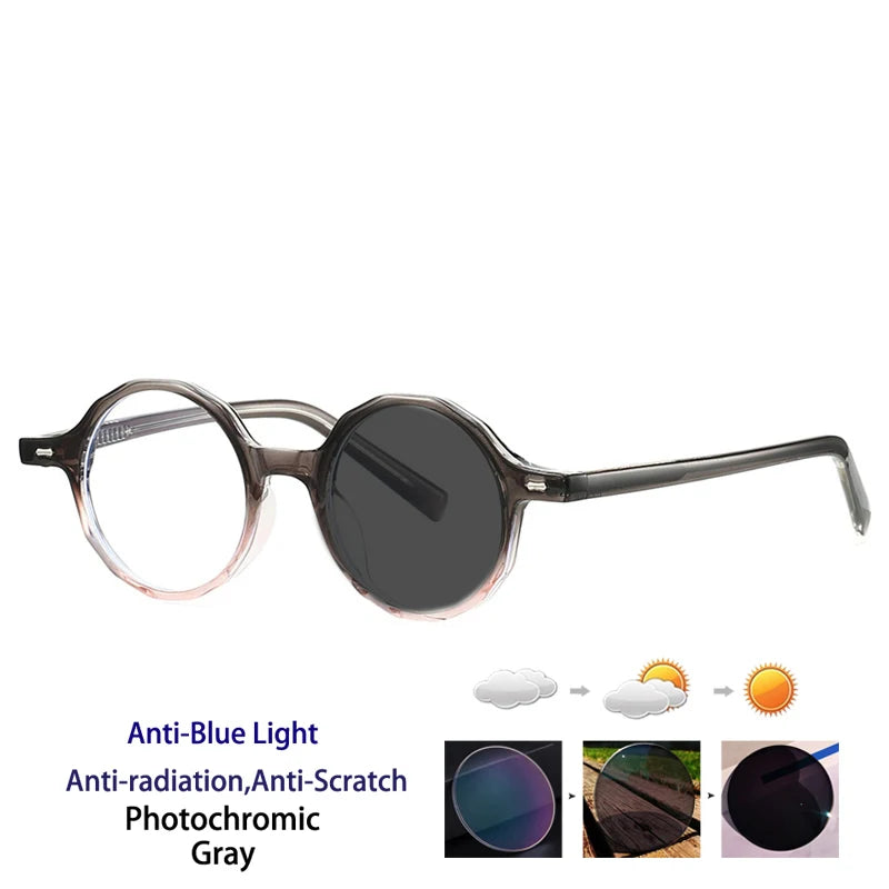 Kocolior Women's Full Rim Round Tr 90 Photochromic Reading Glasses 28008