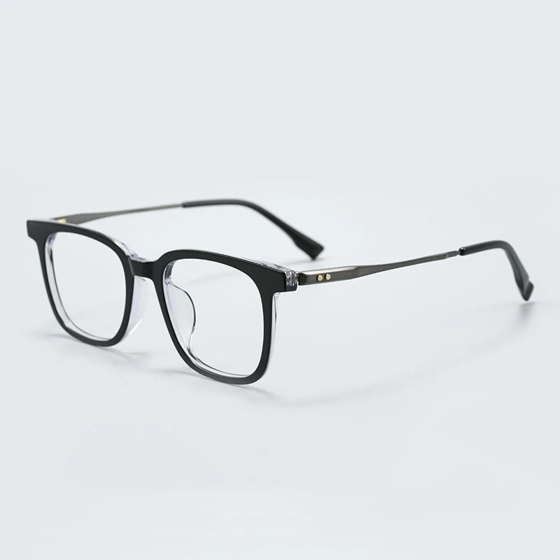 Yimaruili Unisex Full Rim Square Titanium Acetate Eyeglasses 365911