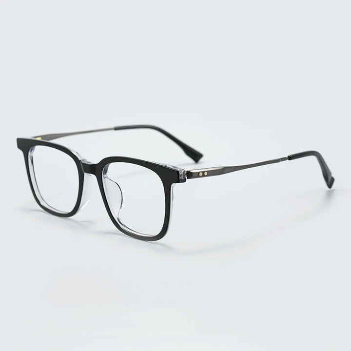 Yimaruili Unisex Full Rim Square Titanium Acetate Eyeglasses 365911