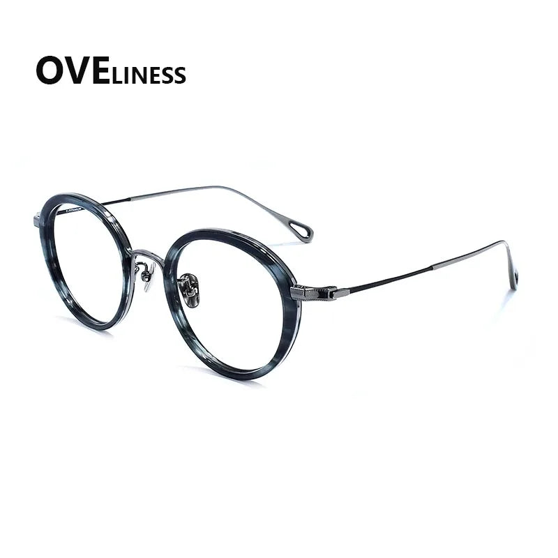 Oveliness Women's Full Rim Oval Acetate Titanium Eyeglasses 922159