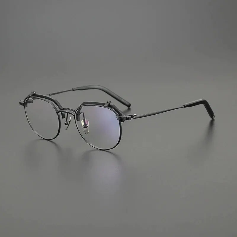 Gatenac Unisex Full Rim Oval Titanium Acetate Flip Up Eyeglasses 629400 FuzWeb