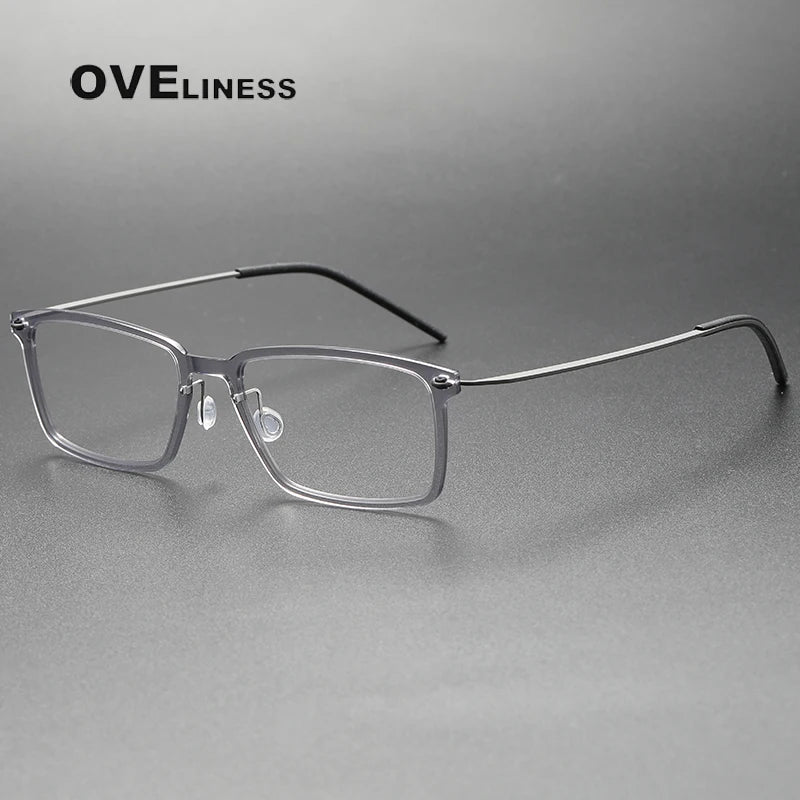 Oveliness Unisex Full Rim Square Acetate Titanium Eyeglasses 396528