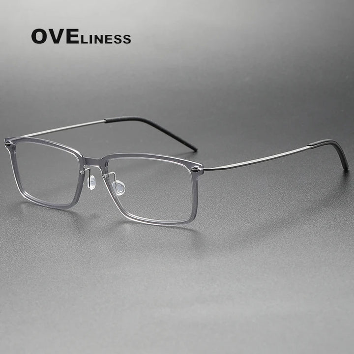 Oveliness Unisex Full Rim Square Acetate Titanium Eyeglasses 396528