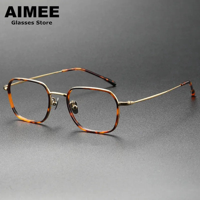 Aimee Men's Full Rim Polygon Square Acetate Titanium Eyeglasses 8508 Full Rim Aimee   