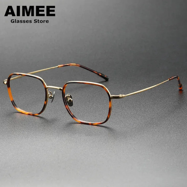 Aimee Men's Full Rim Polygon Square Acetate Titanium Eyeglasses 8508 Full Rim Aimee   