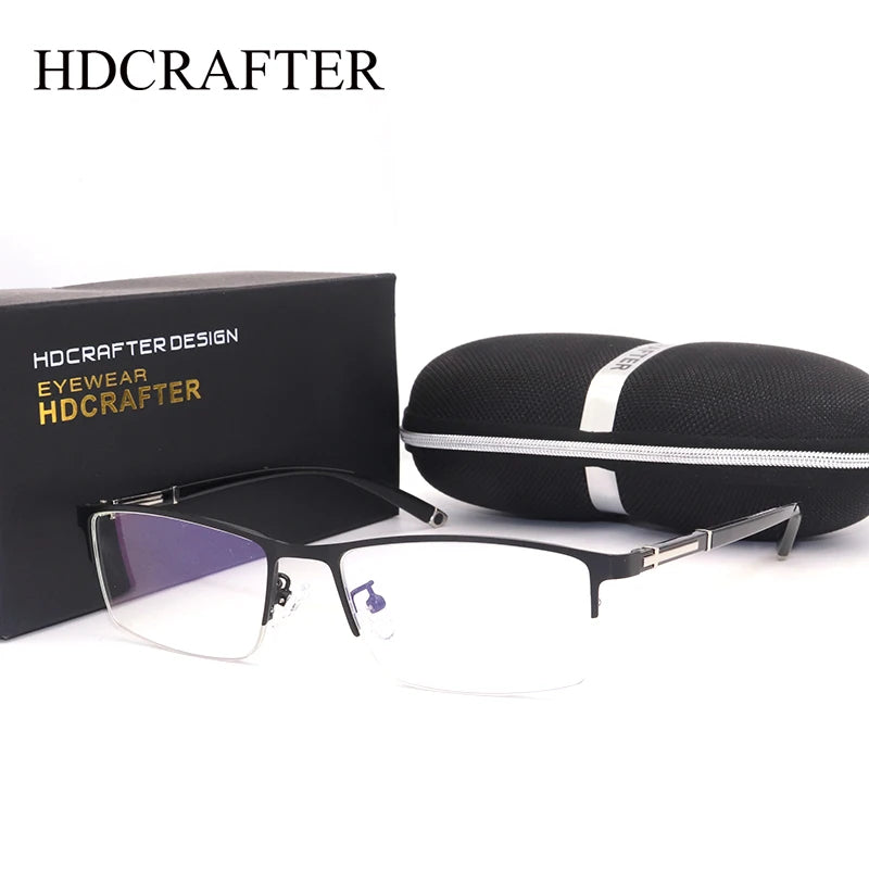 Hdcrafter Unisex Semi Or Full Rim Square Titanium Eyeglasses 456235 Semi Rim Hdcrafter Eyeglasses