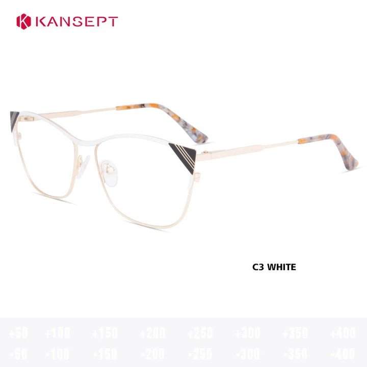 Kansept Women's Full Rim Oval Cat Eye Alloy Tr 90 Reading Glasses 53749