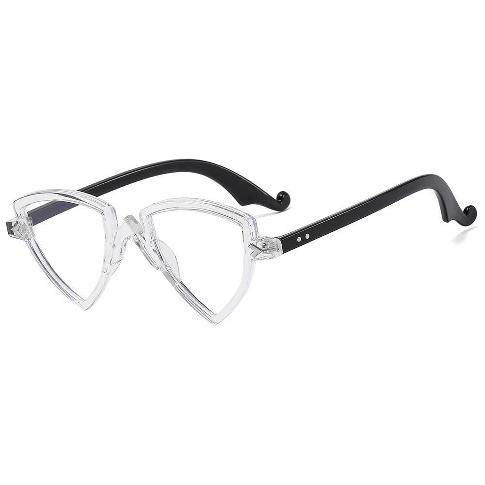 CCSpace Women's Full Rim Irregular Triangle Tr 90 Eyeglasses 56405 Full Rim CCspace ClearBlack Beige 