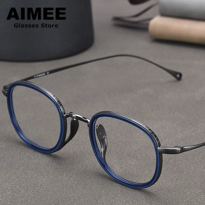 Aimee Unisex Full Rim Square Oval Titanium Acetate Eyeglasses 1173 Full Rim Aimee   