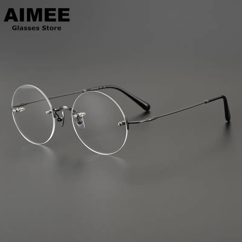 Aimee Unisex Rimless Round Titanium Acetate Eyeglasses 4521