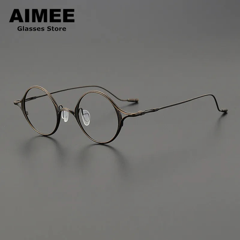 Aimee Unisex Full Rim Round Oval Titanium Eyeglasses 2353 Full Rim Aimee Bronze  