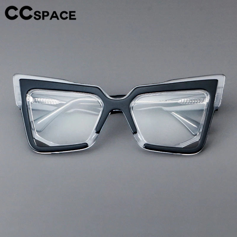 CCspace Unisex Full Rim Square Cat Eye Acetate Eyeglasses 301622 Full Rim CCspace   