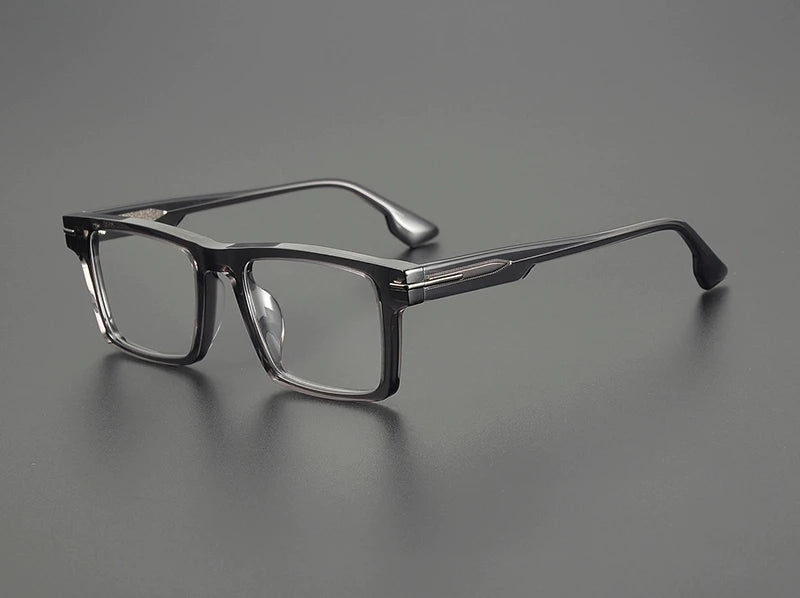 Black Mask Unisex Full Rim Flat Top Square Acetate Eyeglasses 94529 Full Rim Black Mask