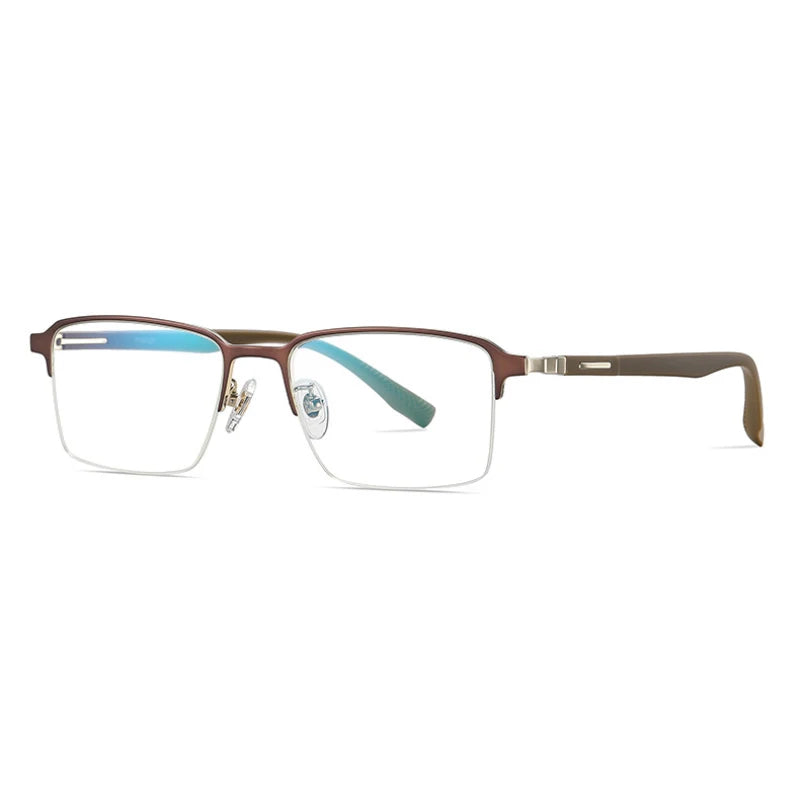 Handoer Men's Semi Rim Big Square Titanium Eyeglasses 62089