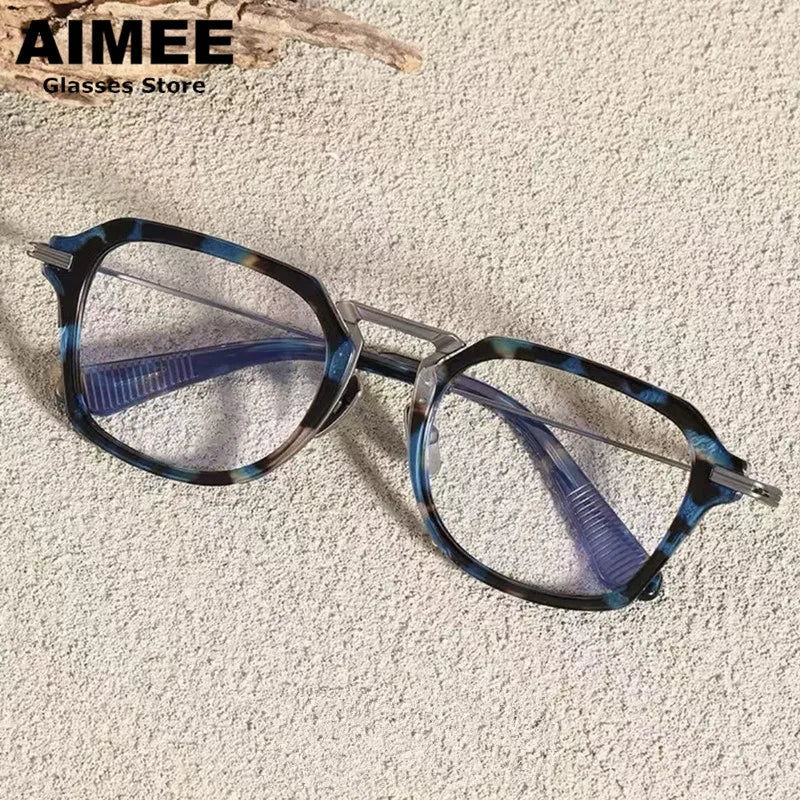 Aimee Unisex Full Rim Big Square Titanium Acetate Eyeglasses 741413