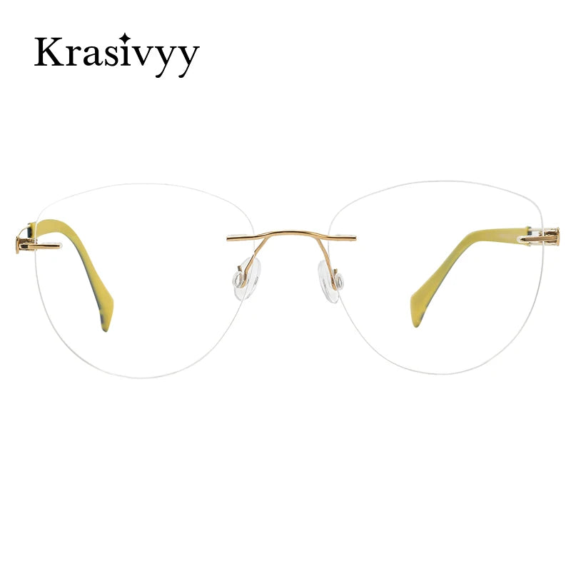 Krasivyy Women's Rimless Oval Cat Eye Titanium Eyeglasses 16078 Rimless Krasivyy   