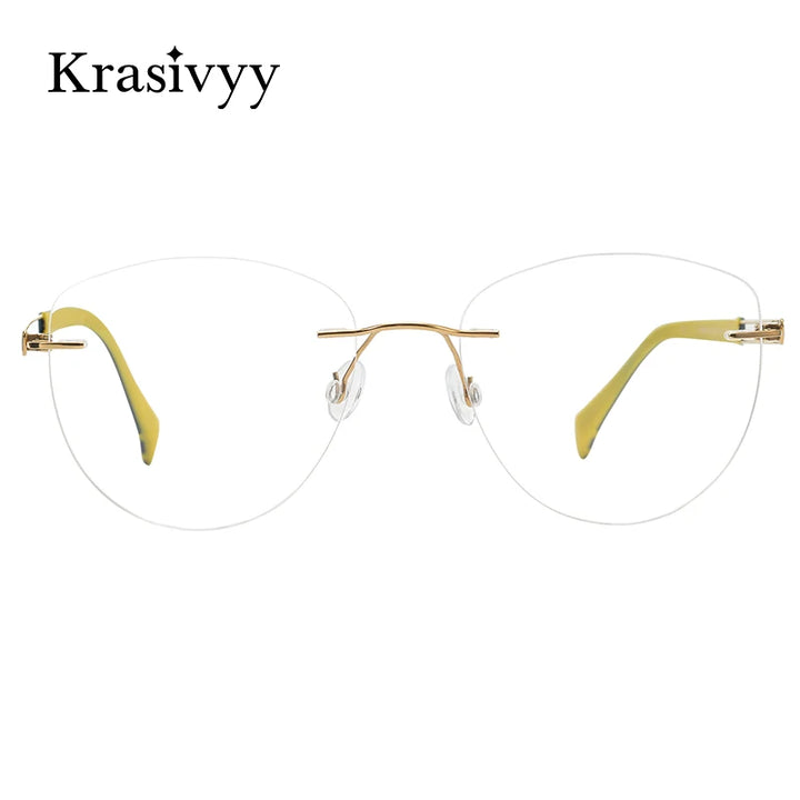 Krasivyy Women's Rimless Oval Cat Eye Titanium Eyeglasses 16078 Rimless Krasivyy   