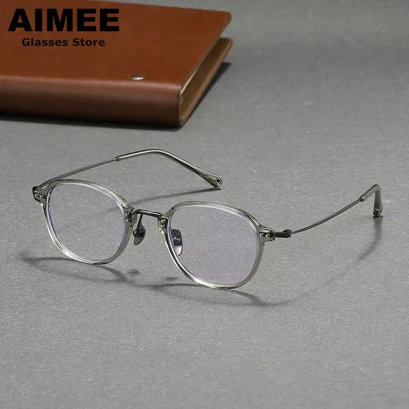 Aimee Unisex Full Rim Round Titanium Acetate Eyeglasses 742270