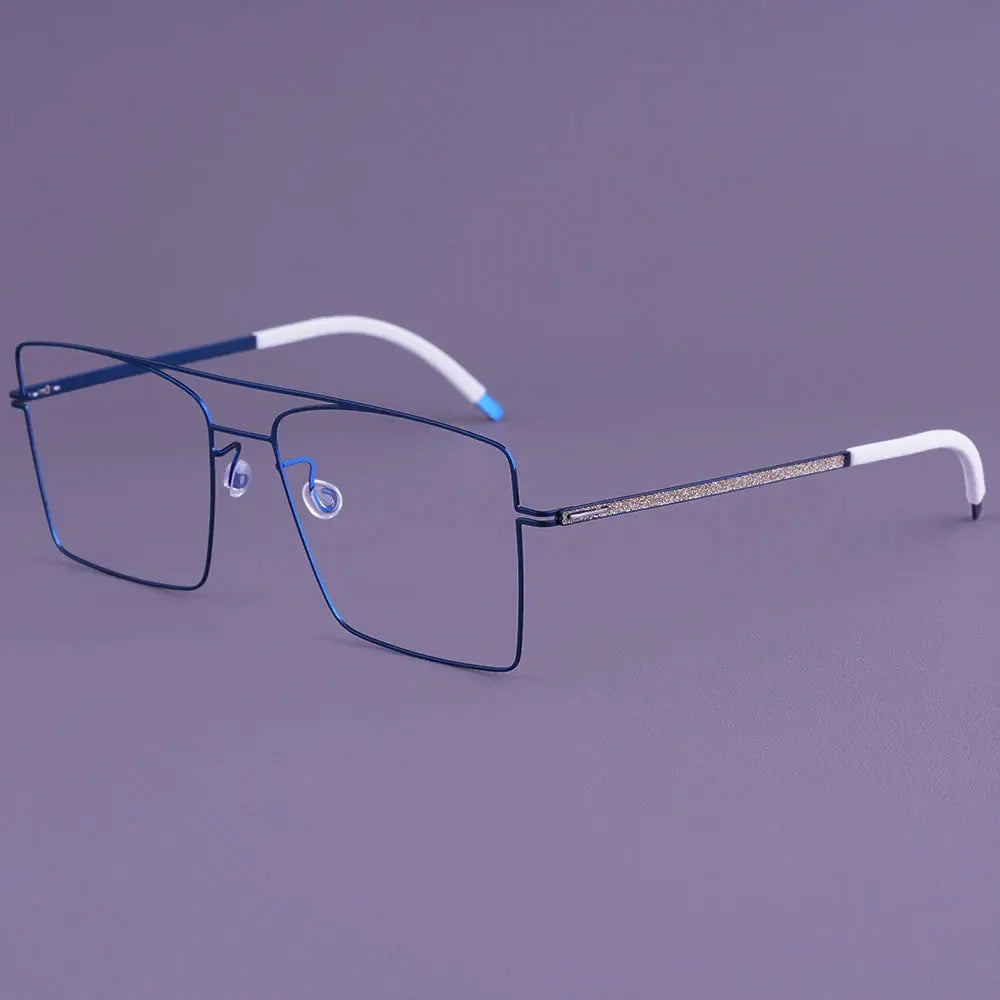 Bobbie 476753 Men’s 146mm Full Rim Square Double Bridge Titanium Frames — view 1 | Bobbie at FuzWeb