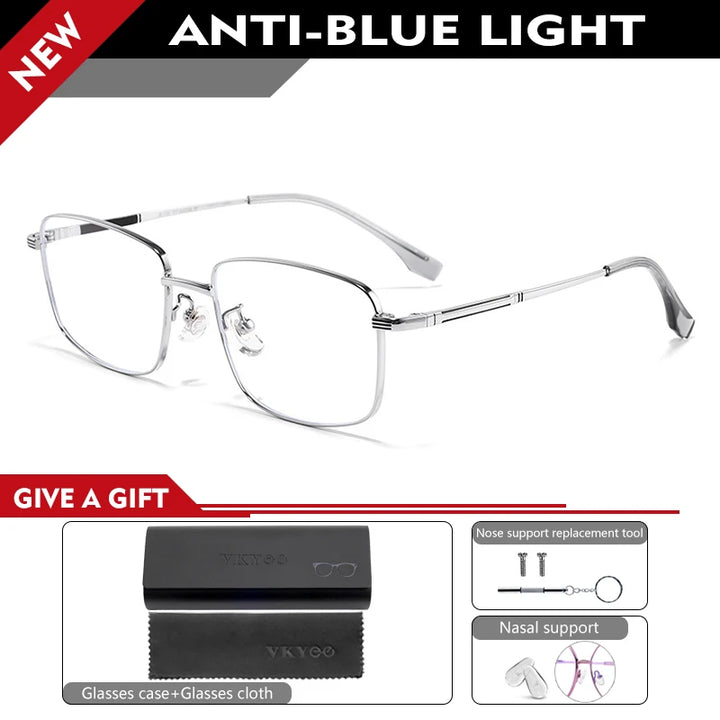 Vicky Men's Full Rim Square Alloy Reading Glasses 30825 Reading Glasses Vicky -150 30825Y-silver