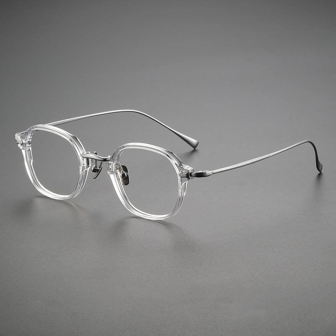 Yimaruili Unisex Full Rim Square Oval Acetate Titanium Eyeglasses 369183
