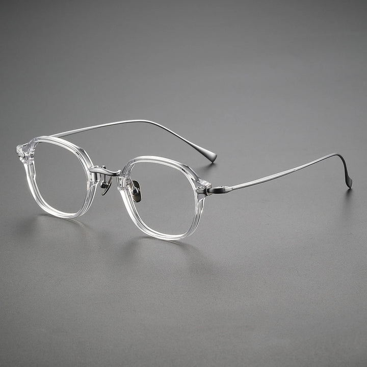 Yimaruili Unisex Full Rim Square Oval Acetate Titanium Eyeglasses 369183