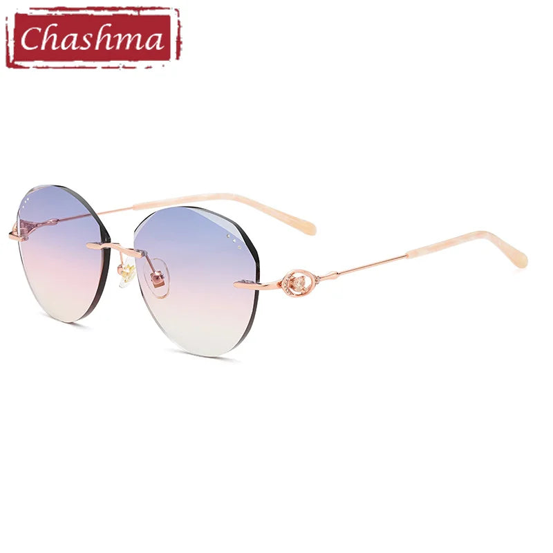 Chashma Women's Rimless Oval Round Titanium Diamond Cut Eyeglasses 81702