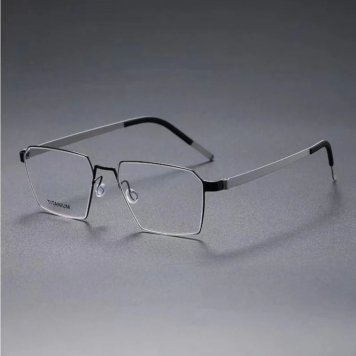 Aimee Unisex Full Rim Polygon Screwless Titanium Eyeglasses 9628 Full Rim Aimee Black-Gun  