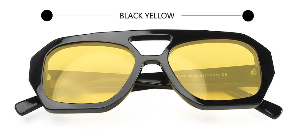 Esnbie Unisex Full Rim Square Double Bridge Acetate Sunglasses 230381