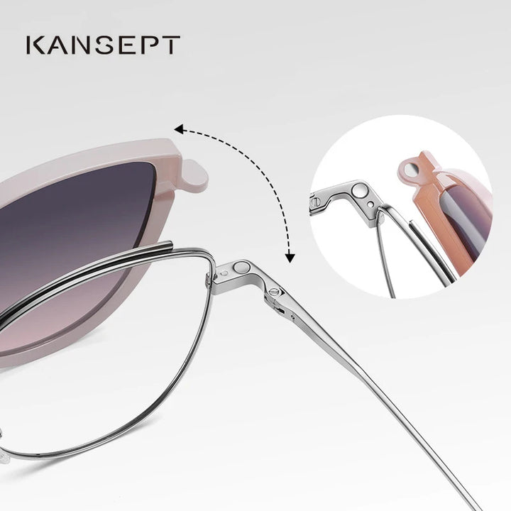 Kansept Women's Full Rim Cat Eye Stainless Steel Reading Glasses Clip On Sunglasses 5103 Reading Glasses Kansept   