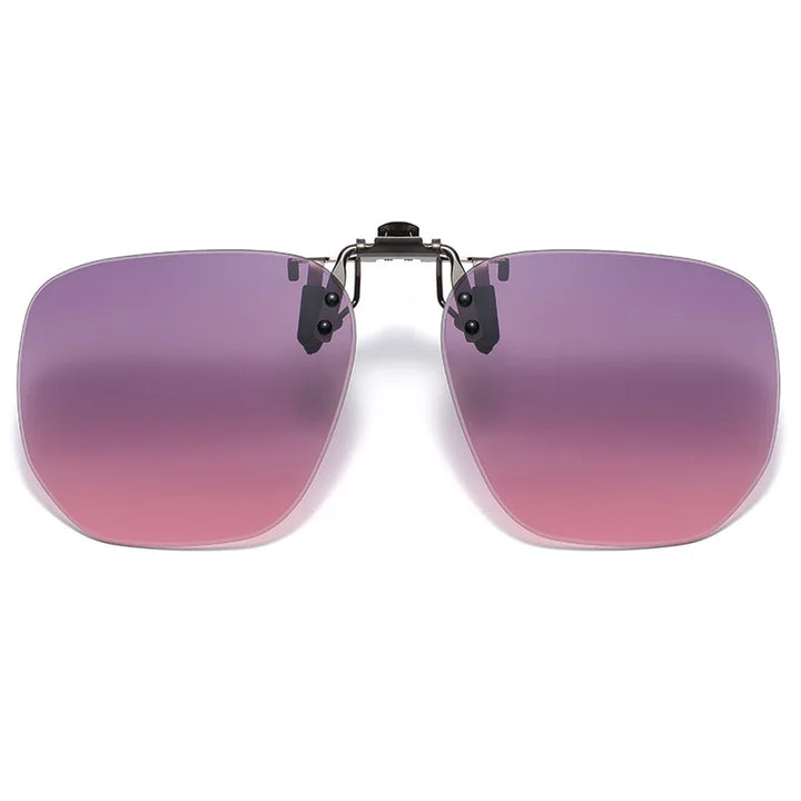 Vicky Unisex Rimless Round Tr 90 Alloy  Polarized Clip On Sunglasses V001 Clip On Sunglasses Vicky Gradien grayish pink  