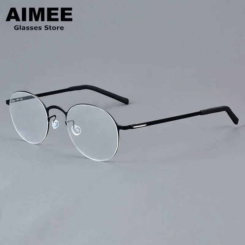Aimee Women's Full Rim Round Screwless Titanium Eyeglasses 198808