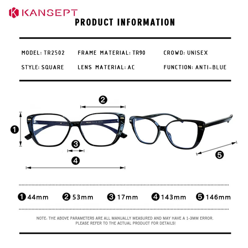Kansept Women's Full Rim Cat Eye Tr 90 Alloy Reading Glasses 62502