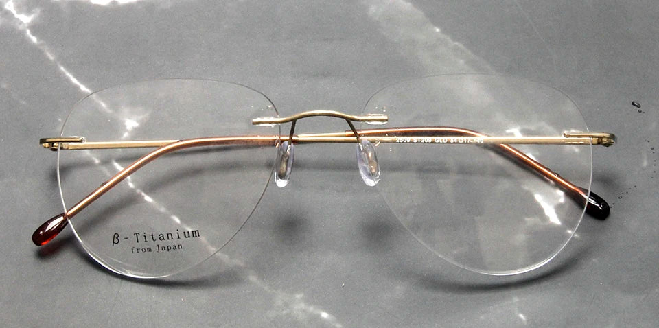 Esnbie Women's Rimless Flat Top Oval Titanium Eyeglasses 243209