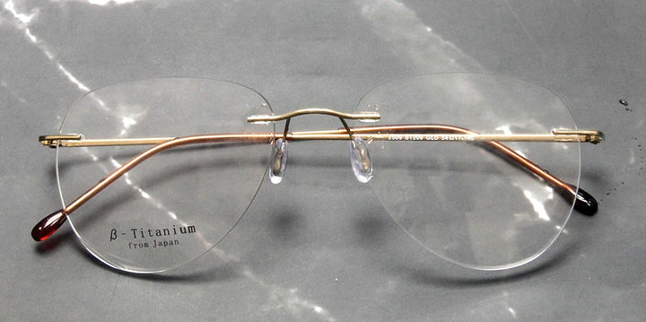 Esnbie Women's Rimless Flat Top Oval Titanium Eyeglasses 243209