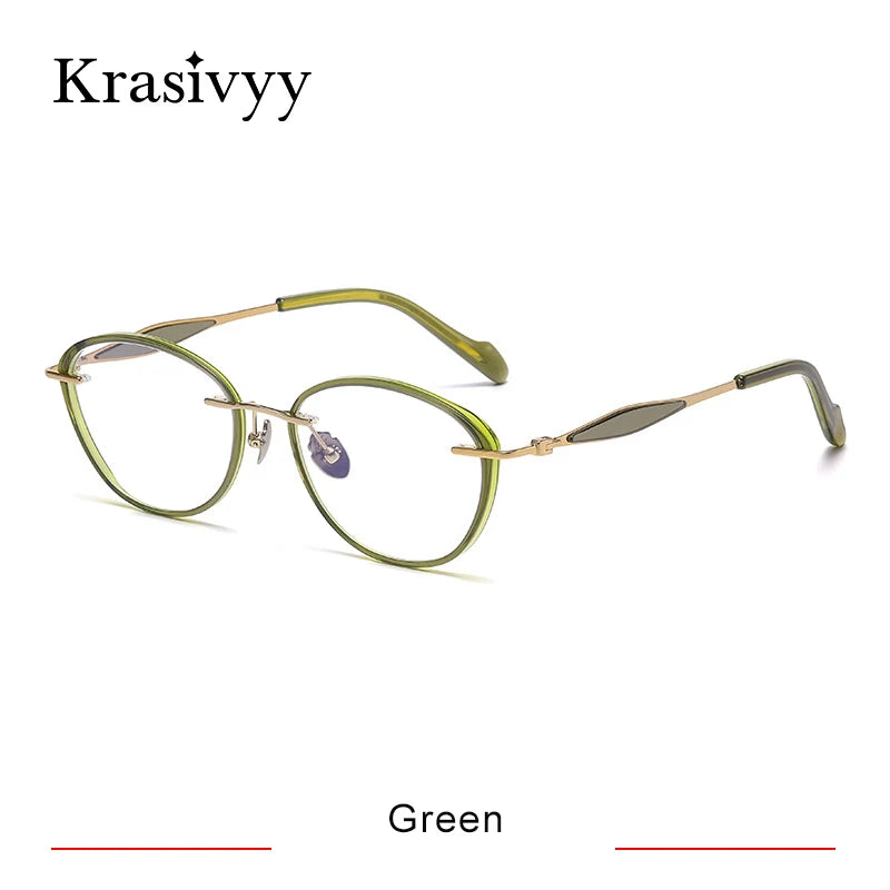 Krasivyy Unisex Full Rim Oval Square Titanium Acetate Eyeglasses 316076