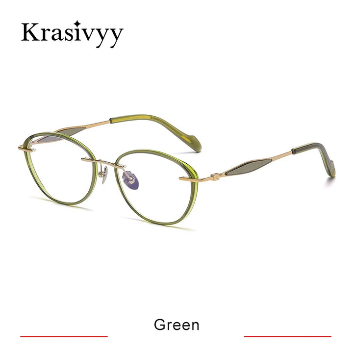 Krasivyy Unisex Full Rim Oval Square Titanium Acetate Eyeglasses 316076