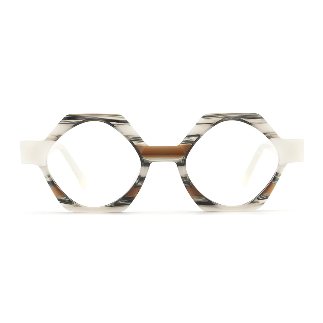 Hewei Women's Full Rim Flat Top Polygon Acetate Eyeglasses 923074