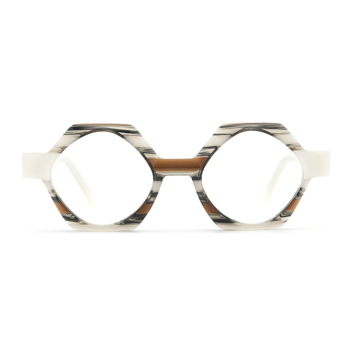 Hewei Women's Full Rim Flat Top Polygon Acetate Eyeglasses 923074