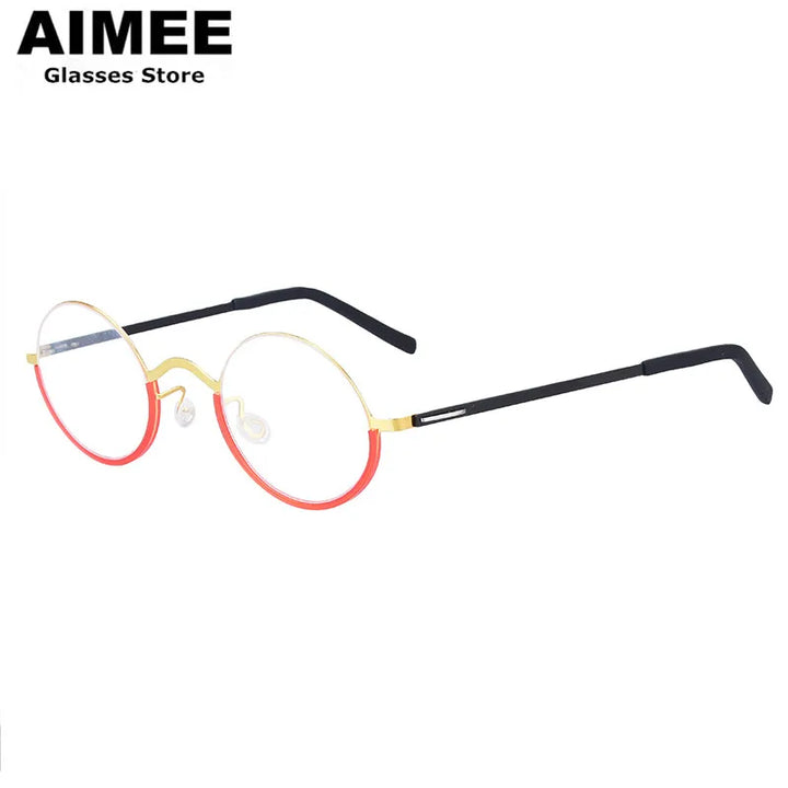 Aimee Women's Full Rim Oval Screwless Titanium Eyeglasses 198801