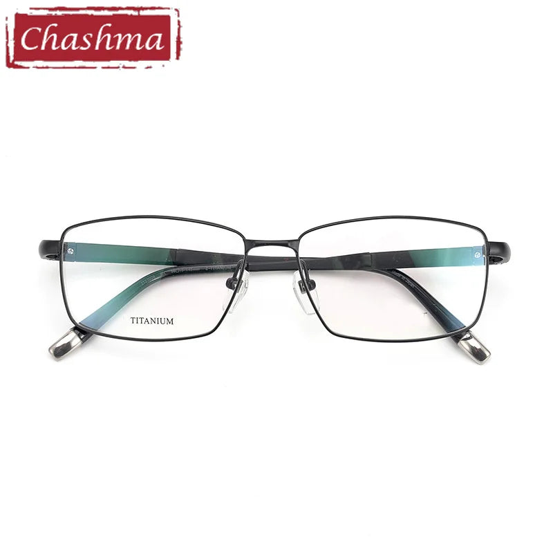 Chashma Ochki Men's Full Rim Square Titanium Eyeglasses 27448 Full Rim Chashma Ochki Black  