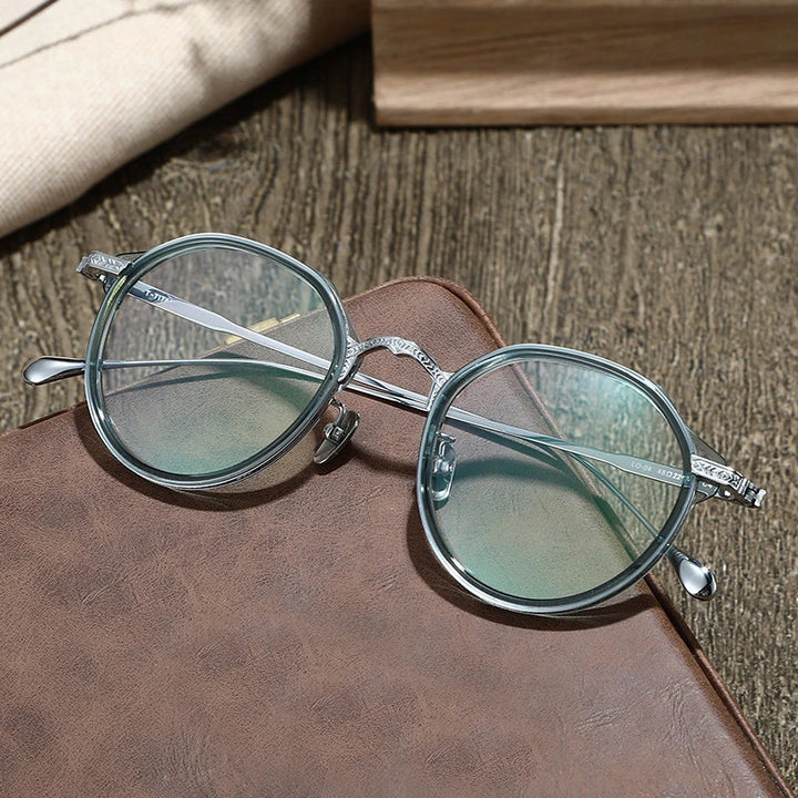 Blackmask Unisex Full Rim Round Titanium Eyeglasses BM-LO04